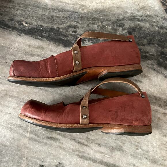 Cydwoq Handmade Leather Mary Jane Shoes Burgundy Strappy Size 37 EUC - Picture 3 of 11